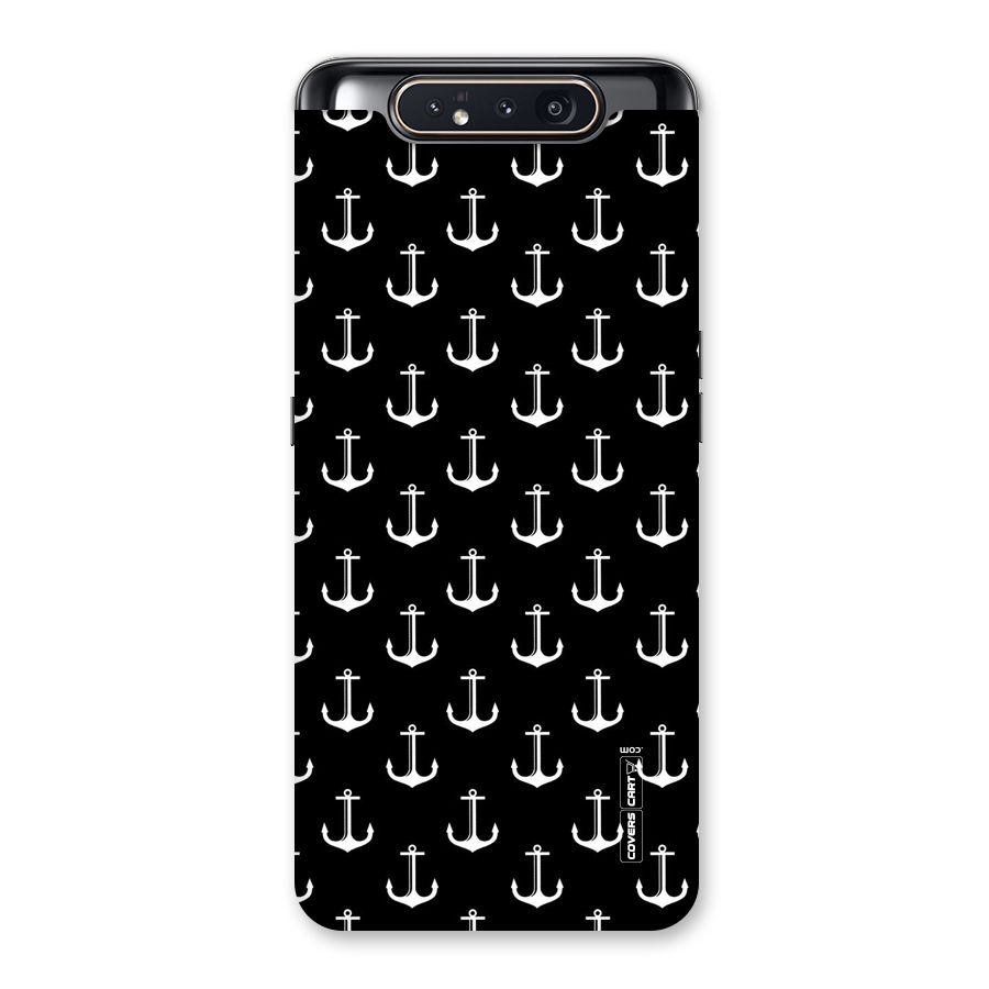 White And Black Anchor Pattern Back Case for Galaxy A80