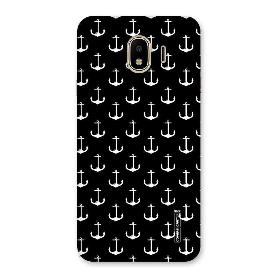 White And Black Anchor Pattern Back Case for Galaxy J4