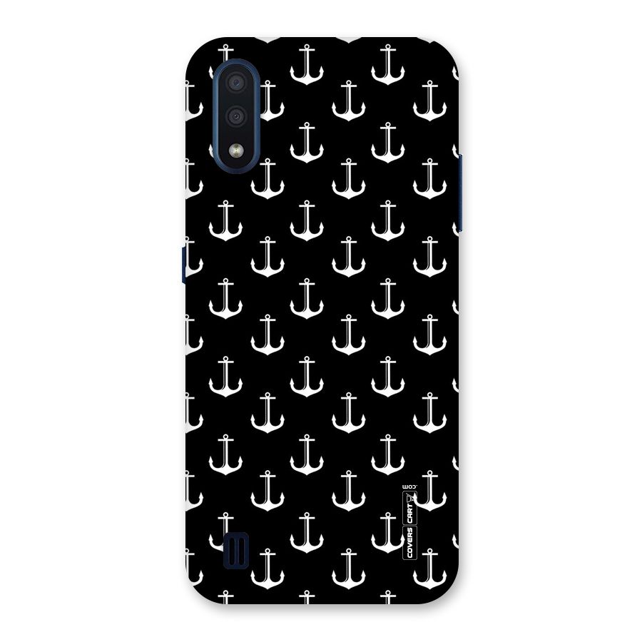 White And Black Anchor Pattern Back Case for Galaxy M01