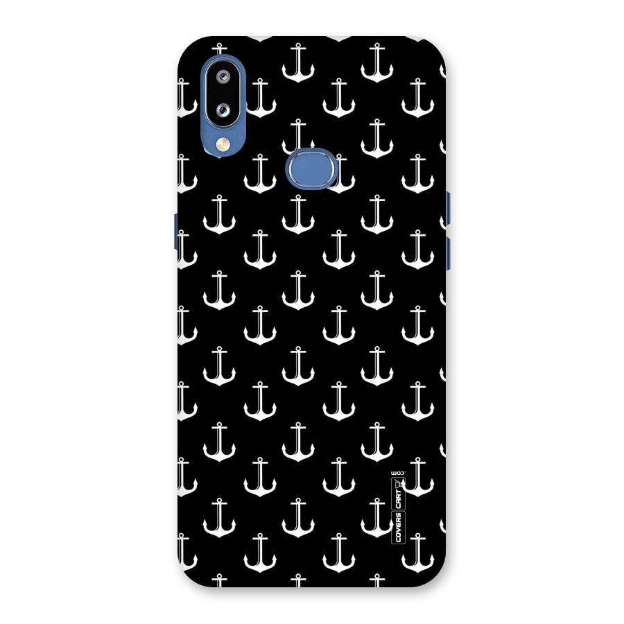 White And Black Anchor Pattern Back Case for Galaxy M01s