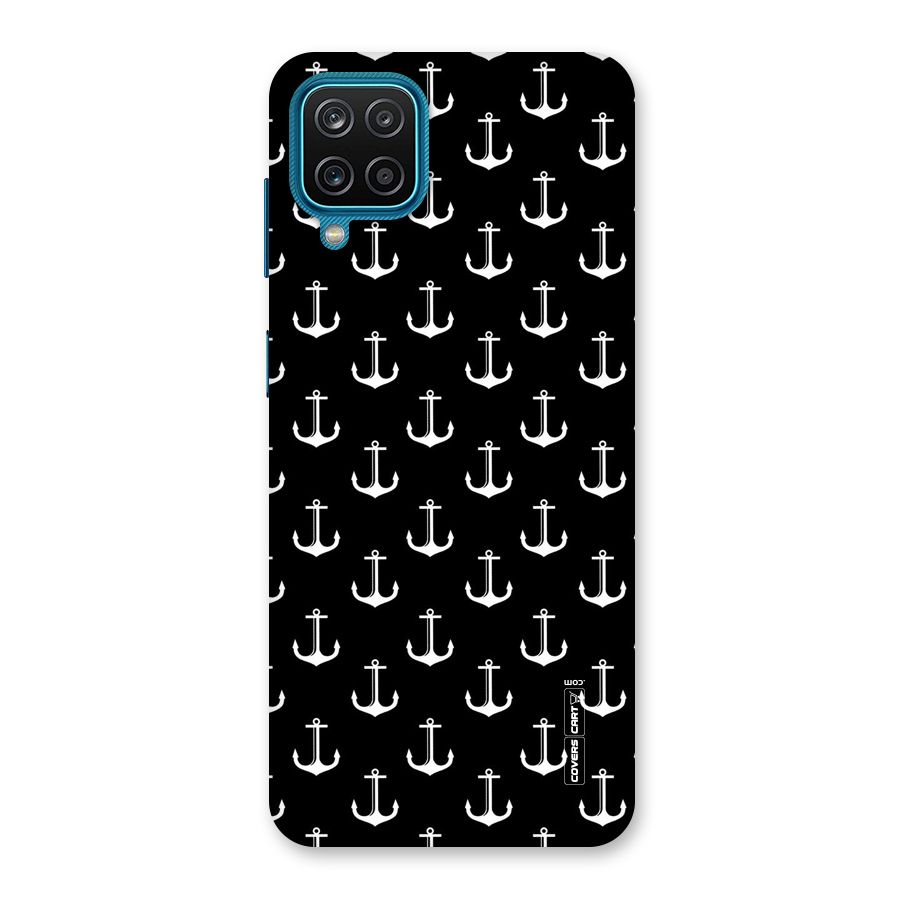 White And Black Anchor Pattern Back Case for Galaxy M12