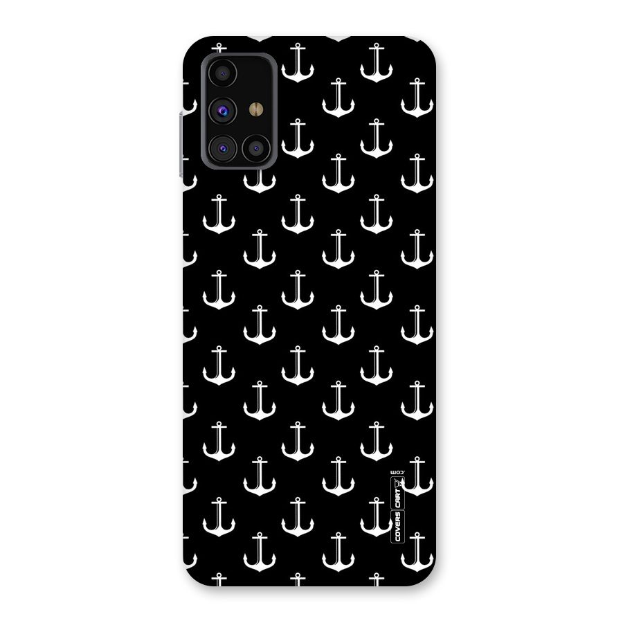 White And Black Anchor Pattern Back Case for Galaxy M31s