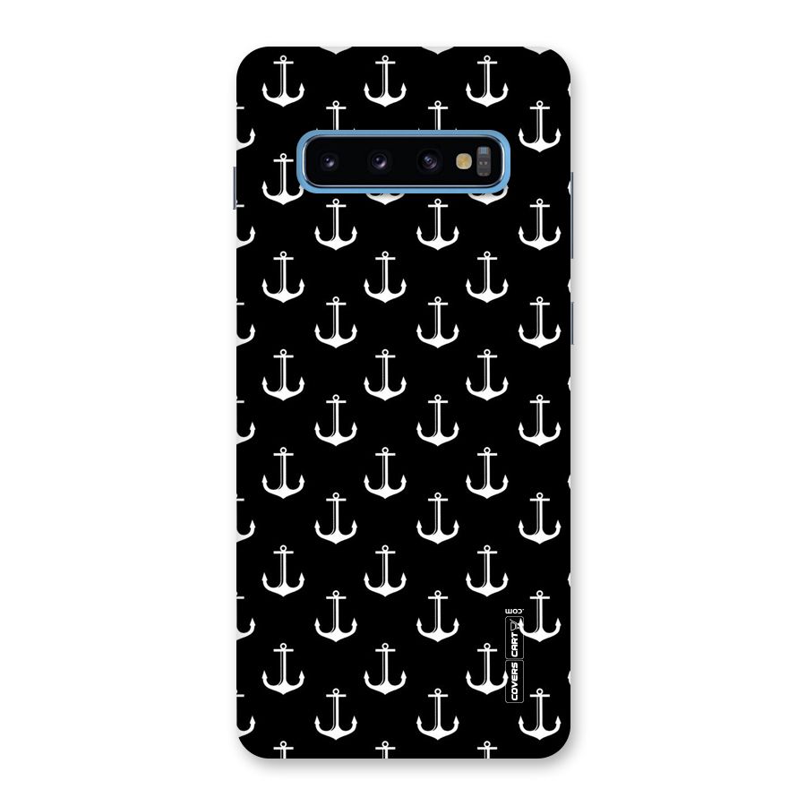 White And Black Anchor Pattern Back Case for Galaxy S10 Plus