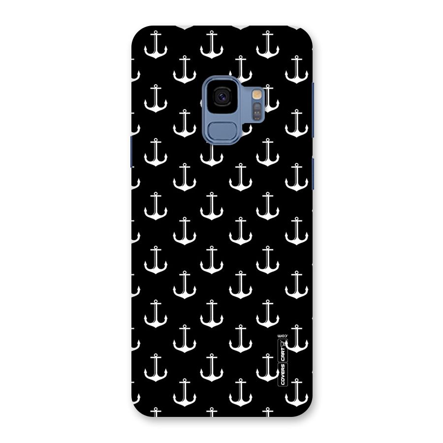 White And Black Anchor Pattern Back Case for Galaxy S9