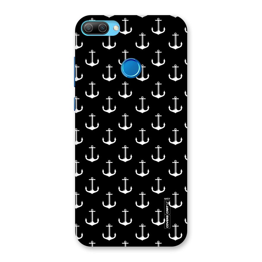 White And Black Anchor Pattern Back Case for Honor 9N