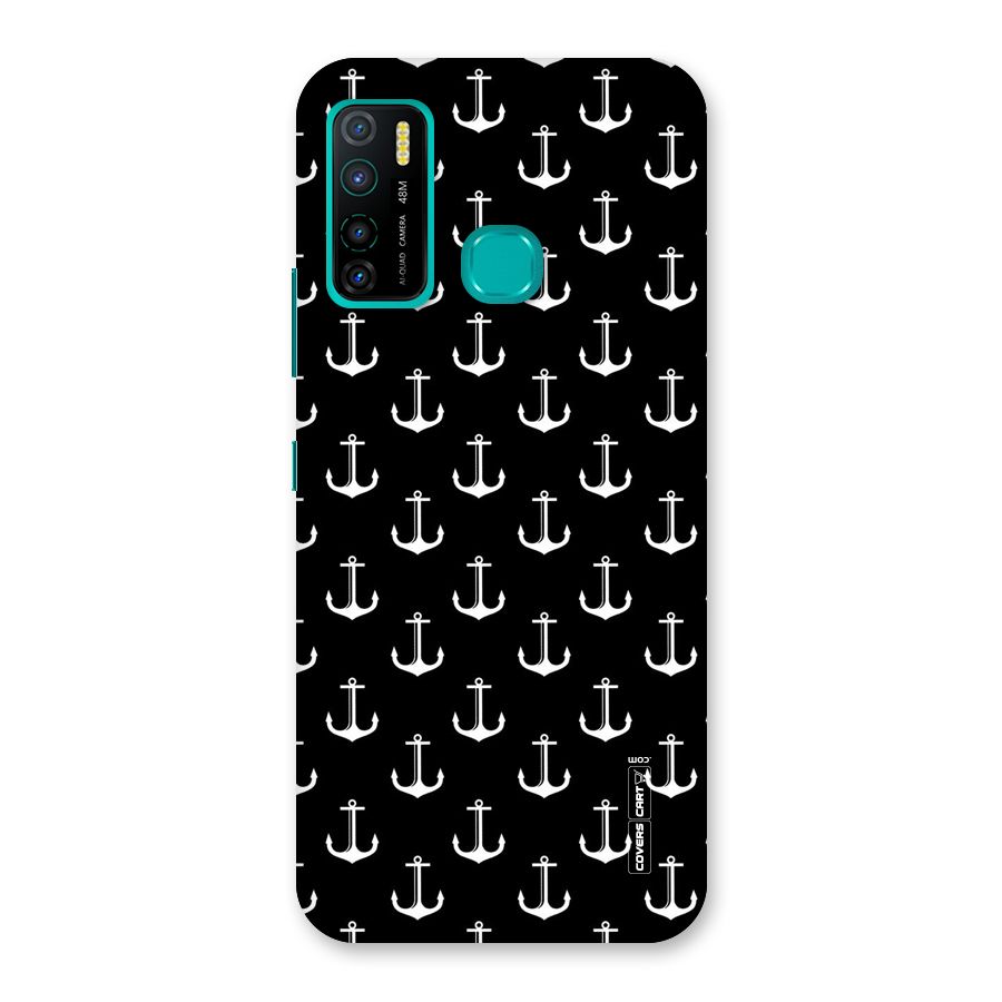 White And Black Anchor Pattern Back Case for Infinix Hot 9 Pro