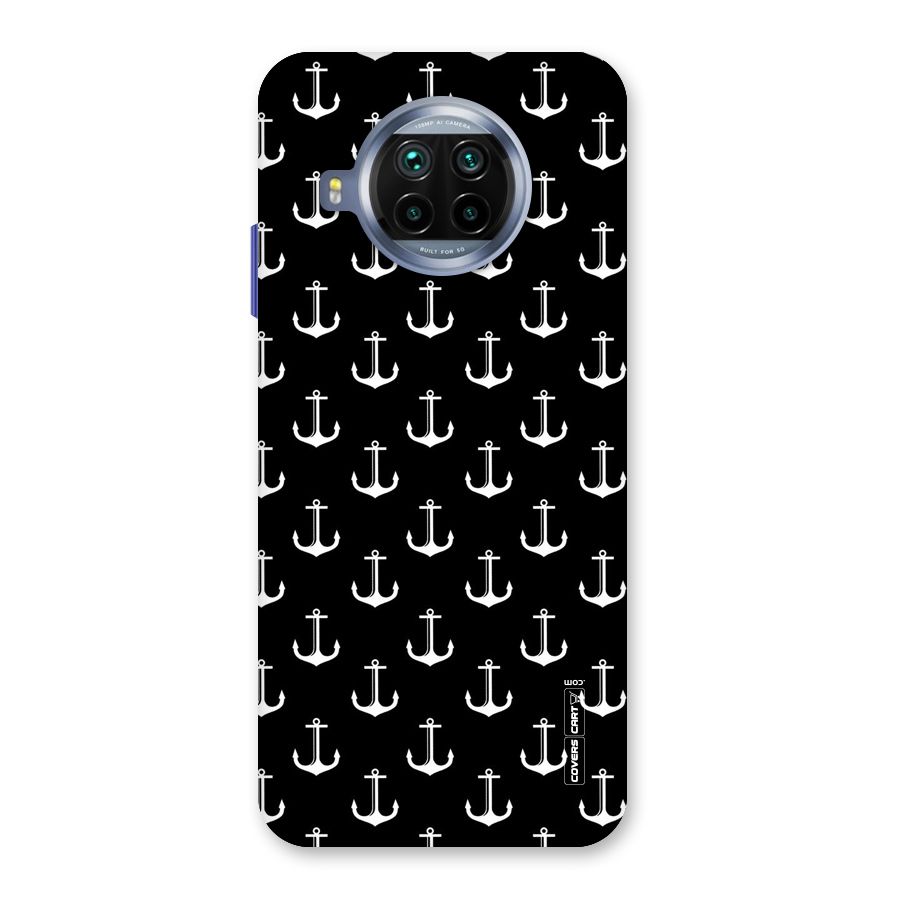 White And Black Anchor Pattern Back Case for Mi 10i