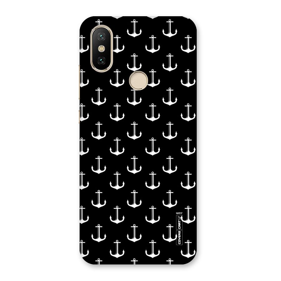 White And Black Anchor Pattern Back Case for Mi A2