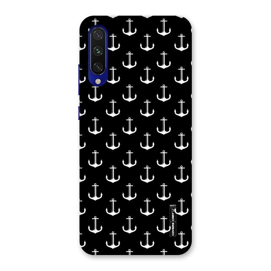 White And Black Anchor Pattern Back Case for Mi A3