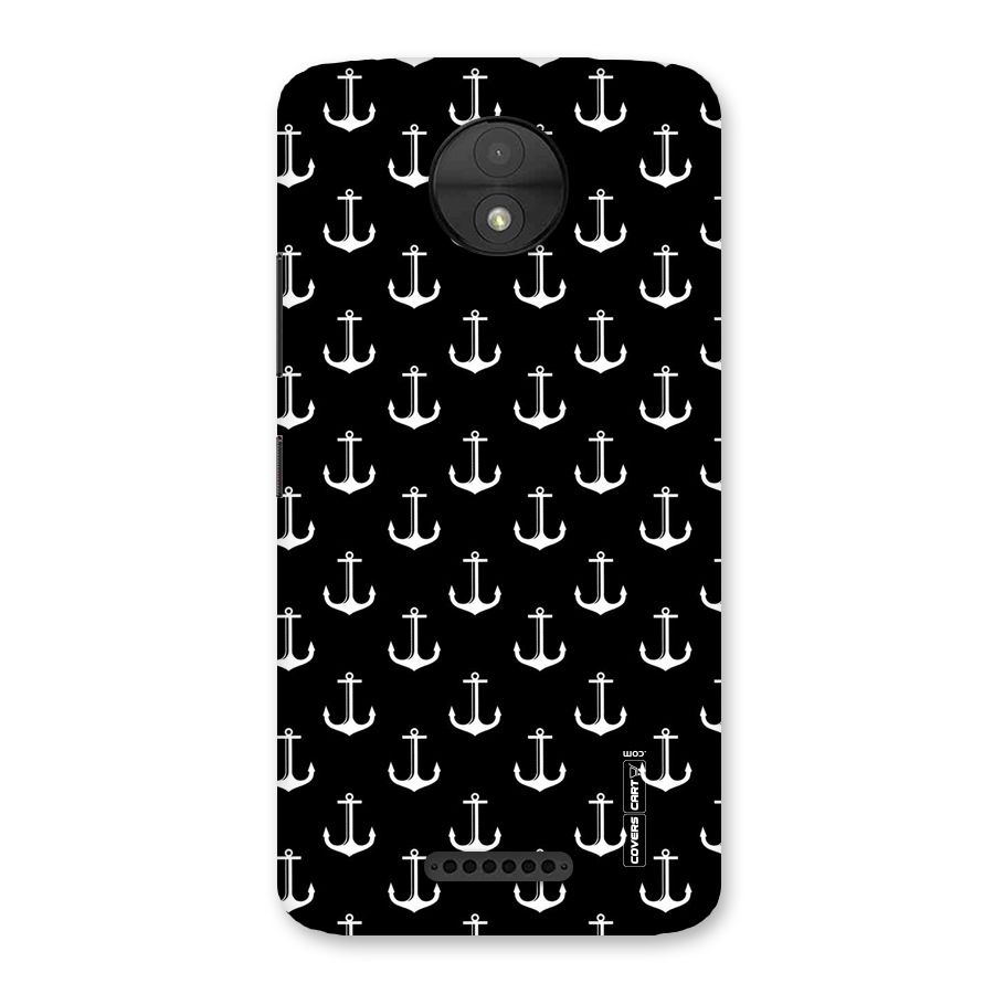 White And Black Anchor Pattern Back Case for Moto C