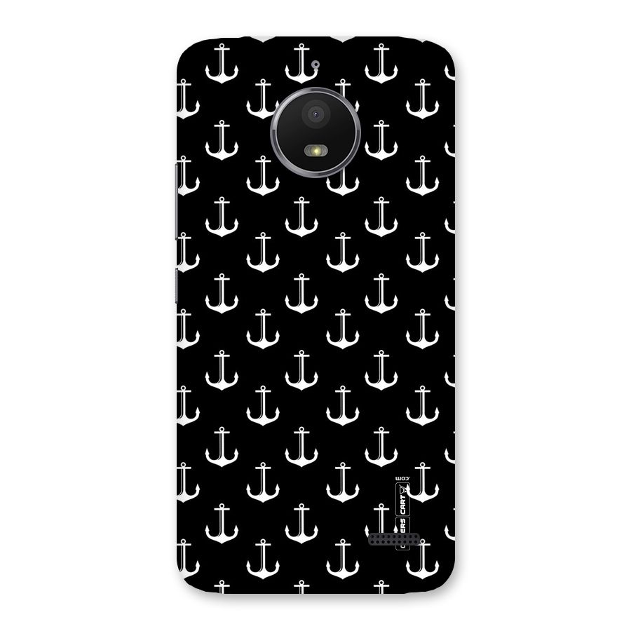 White And Black Anchor Pattern Back Case for Moto E4