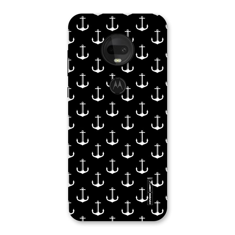 White And Black Anchor Pattern Back Case for Moto G7