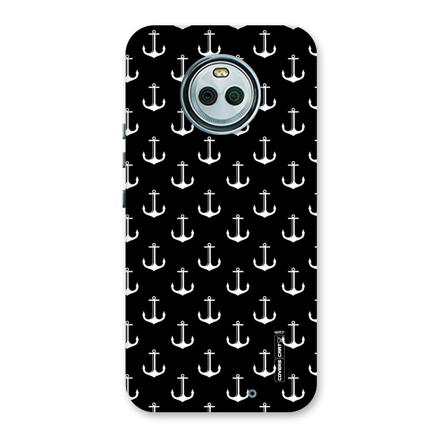 White And Black Anchor Pattern Back Case for Moto X4