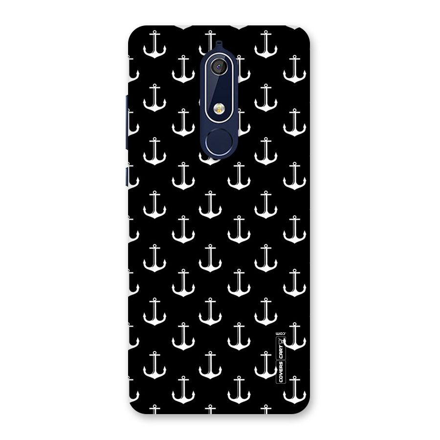 White And Black Anchor Pattern Back Case for Nokia 5.1