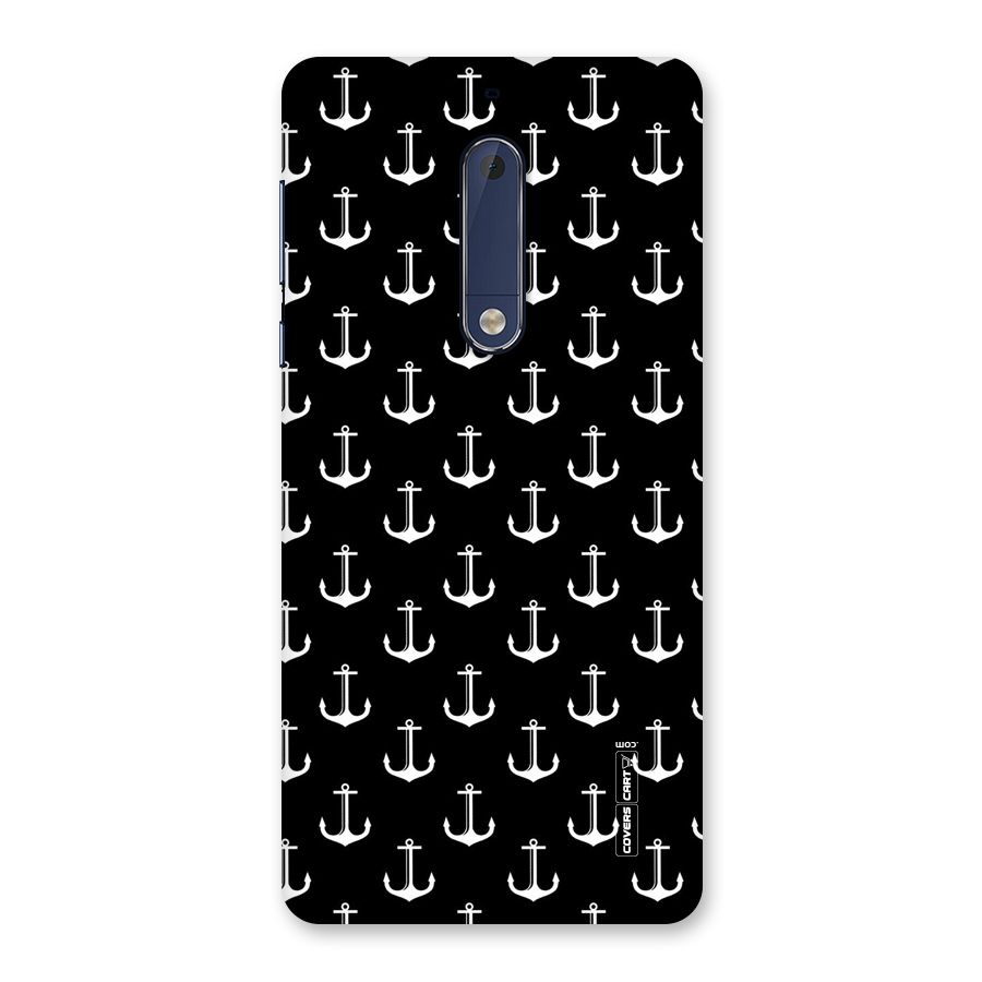 White And Black Anchor Pattern Back Case for Nokia 5