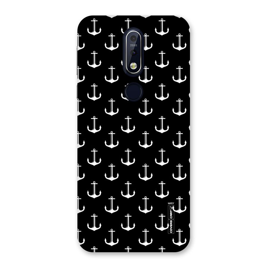 White And Black Anchor Pattern Back Case for Nokia 7.1