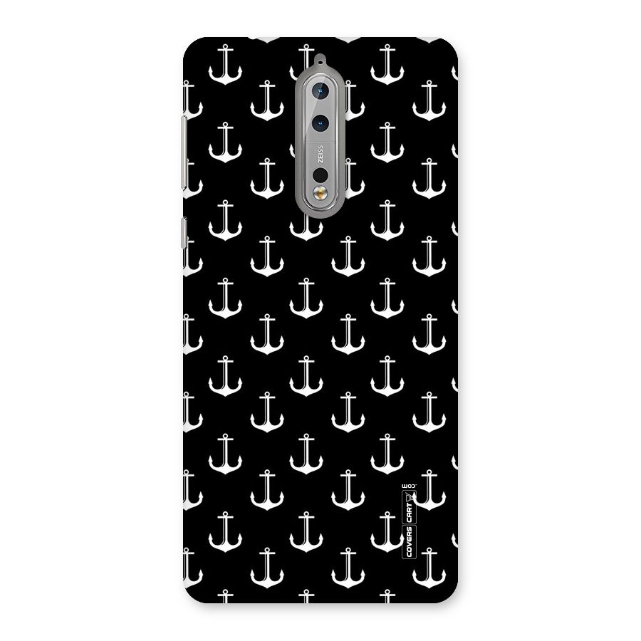 White And Black Anchor Pattern Back Case for Nokia 8