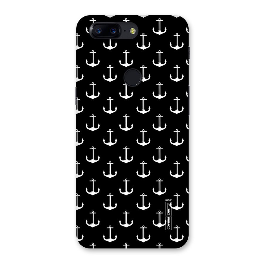 White And Black Anchor Pattern Back Case for OnePlus 5T