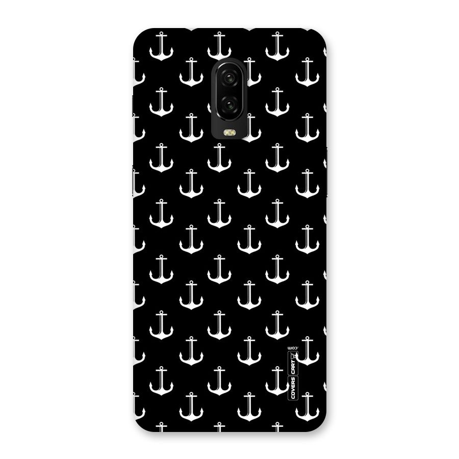 White And Black Anchor Pattern Back Case for OnePlus 6T