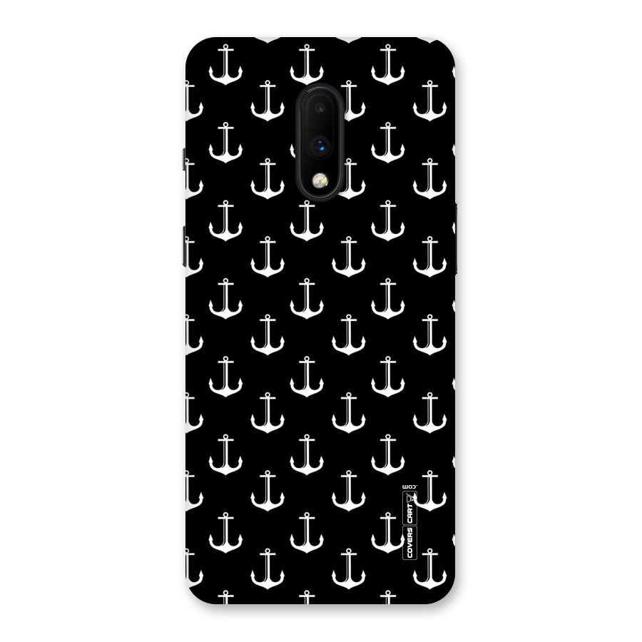 White And Black Anchor Pattern Back Case for OnePlus 7