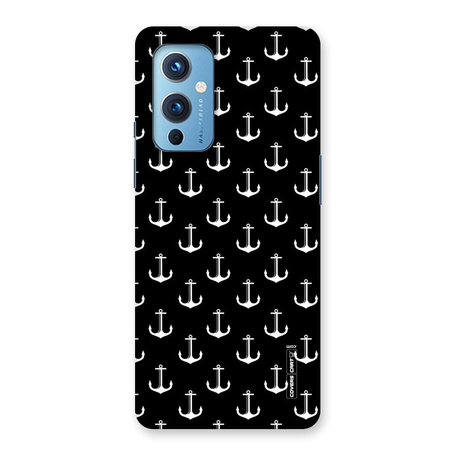 White And Black Anchor Pattern Back Case for OnePlus 9