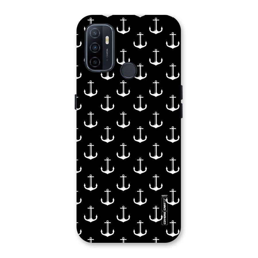 White And Black Anchor Pattern Back Case for Oppo A32