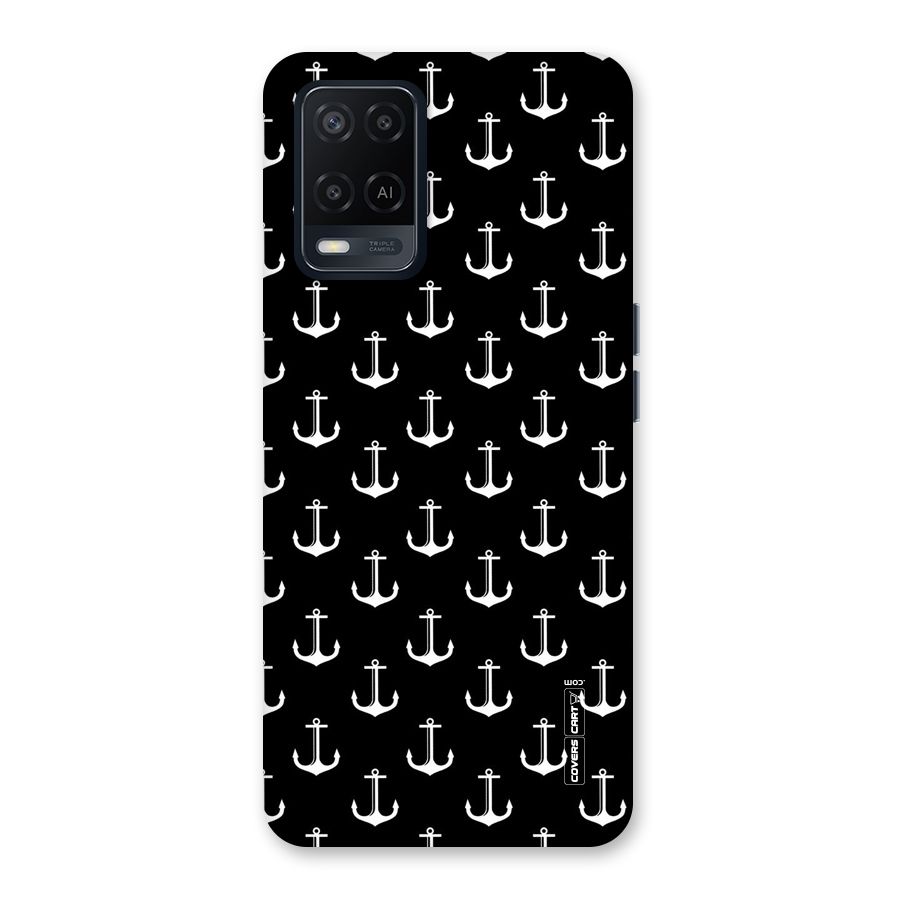 White And Black Anchor Pattern Back Case for Oppo A54