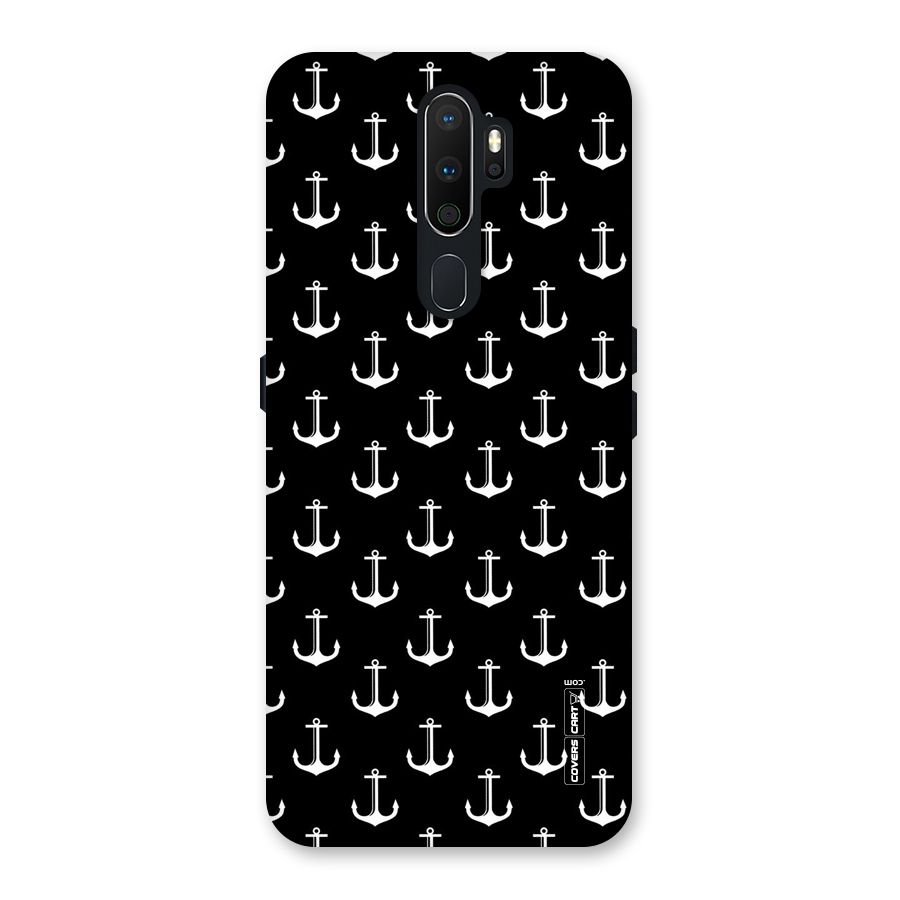 White And Black Anchor Pattern Back Case for Oppo A5 (2020)