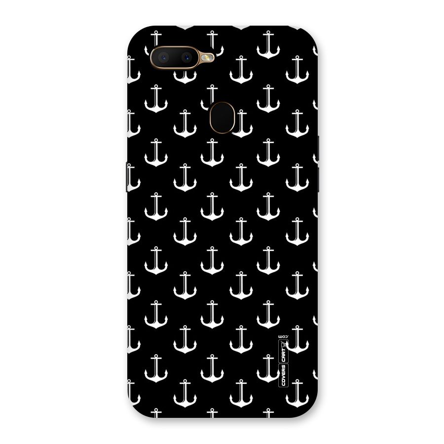 White And Black Anchor Pattern Back Case for Oppo A5s