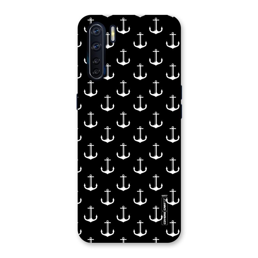White And Black Anchor Pattern Back Case for Oppo F15