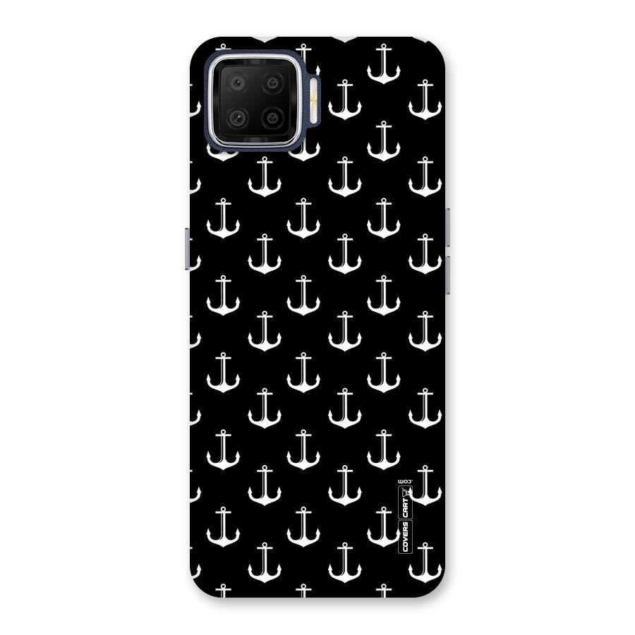 White And Black Anchor Pattern Back Case for Oppo F17
