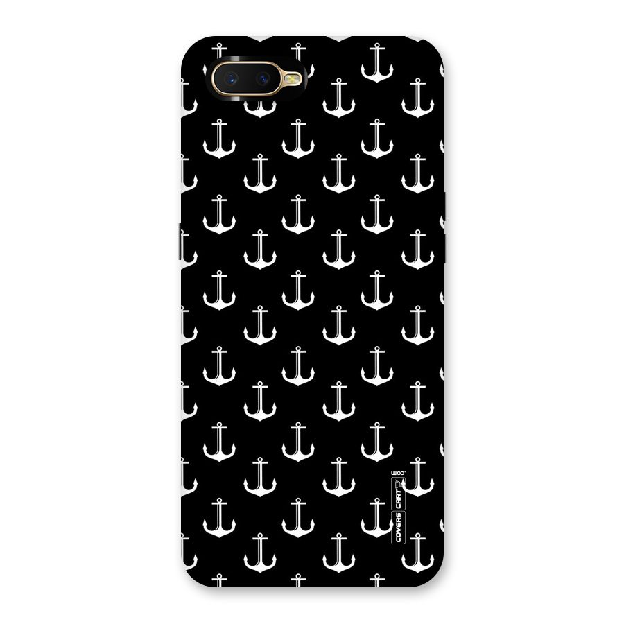 White And Black Anchor Pattern Back Case for Oppo K1