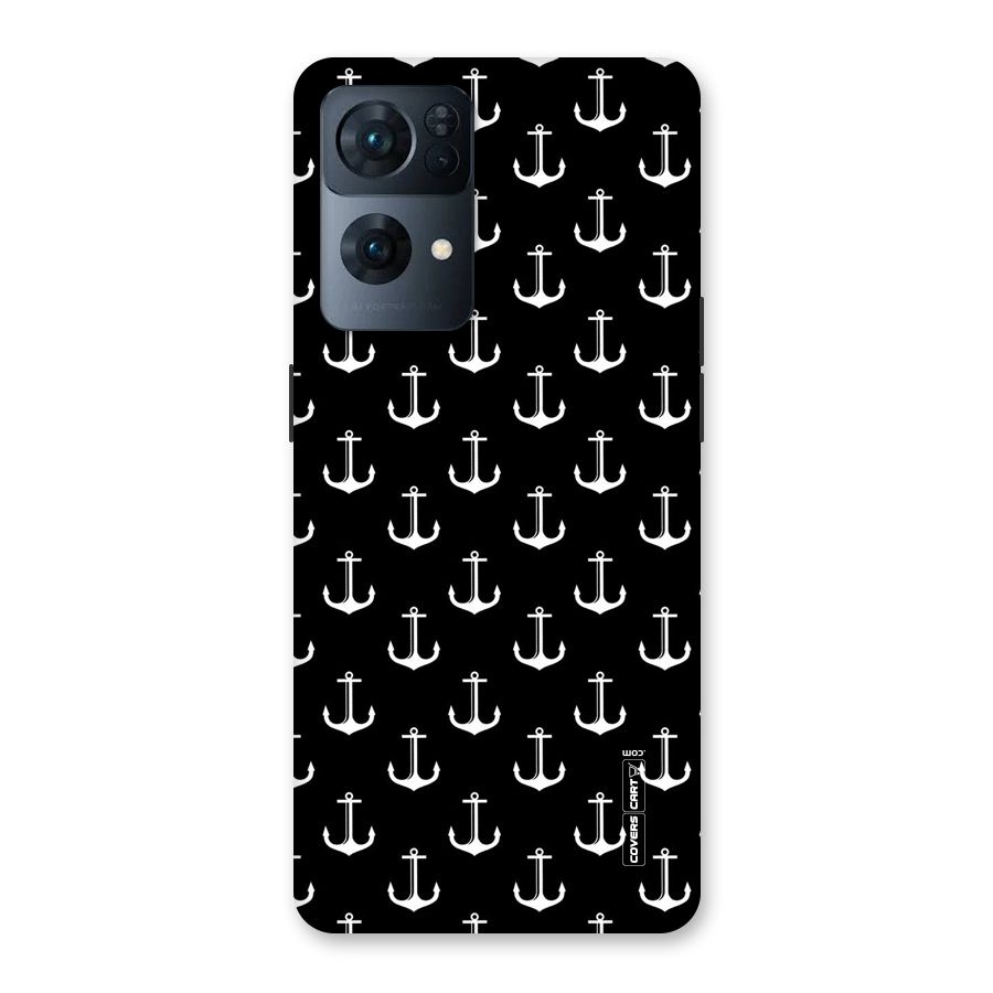 White And Black Anchor Pattern Back Case for Oppo Reno7 Pro 5G