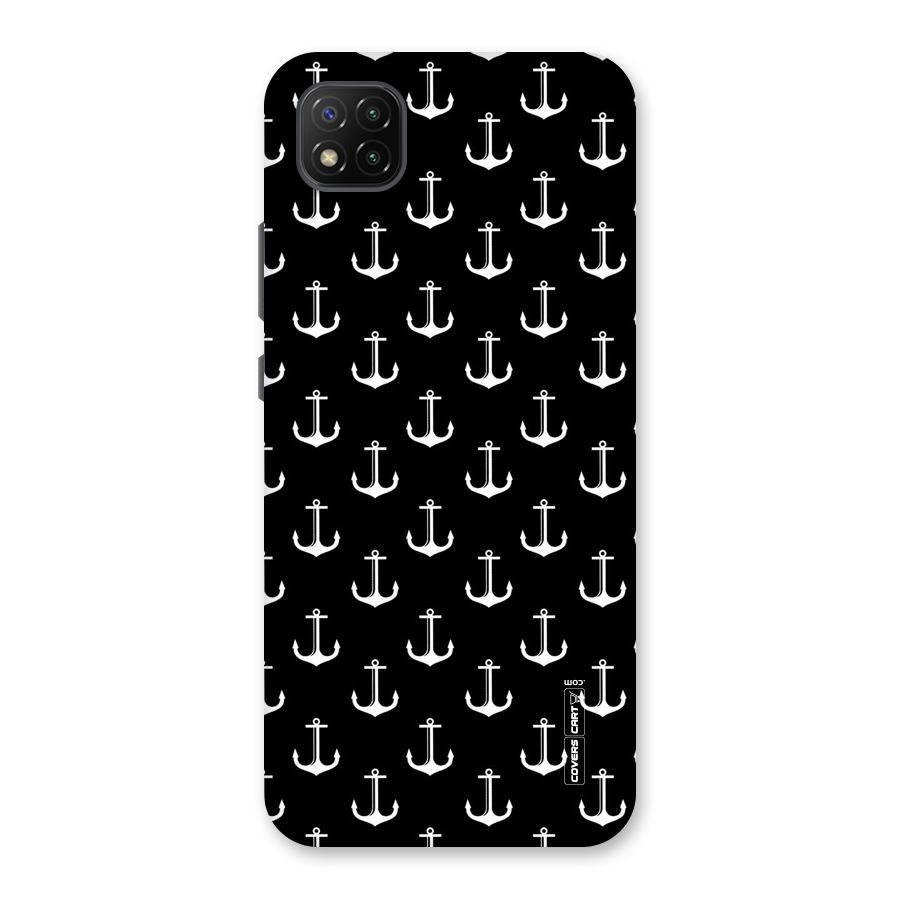 White And Black Anchor Pattern Back Case for Poco C3