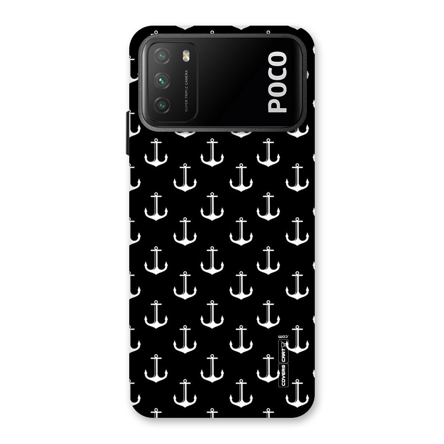 White And Black Anchor Pattern Back Case for Poco M3