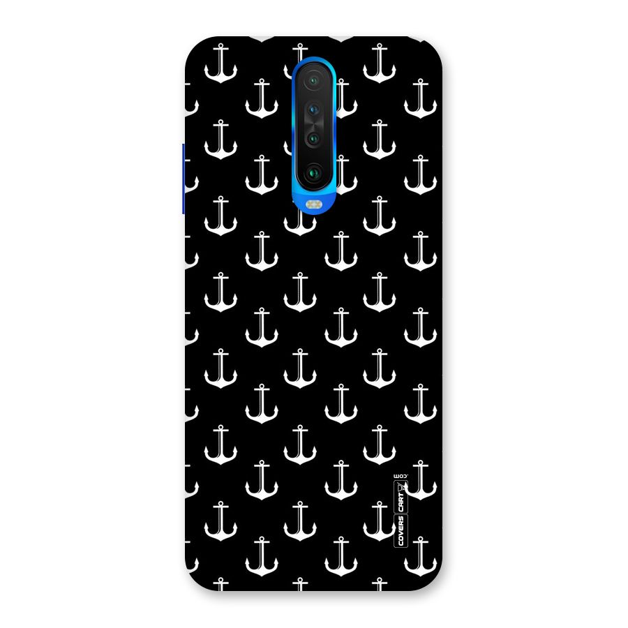 White And Black Anchor Pattern Back Case for Poco X2