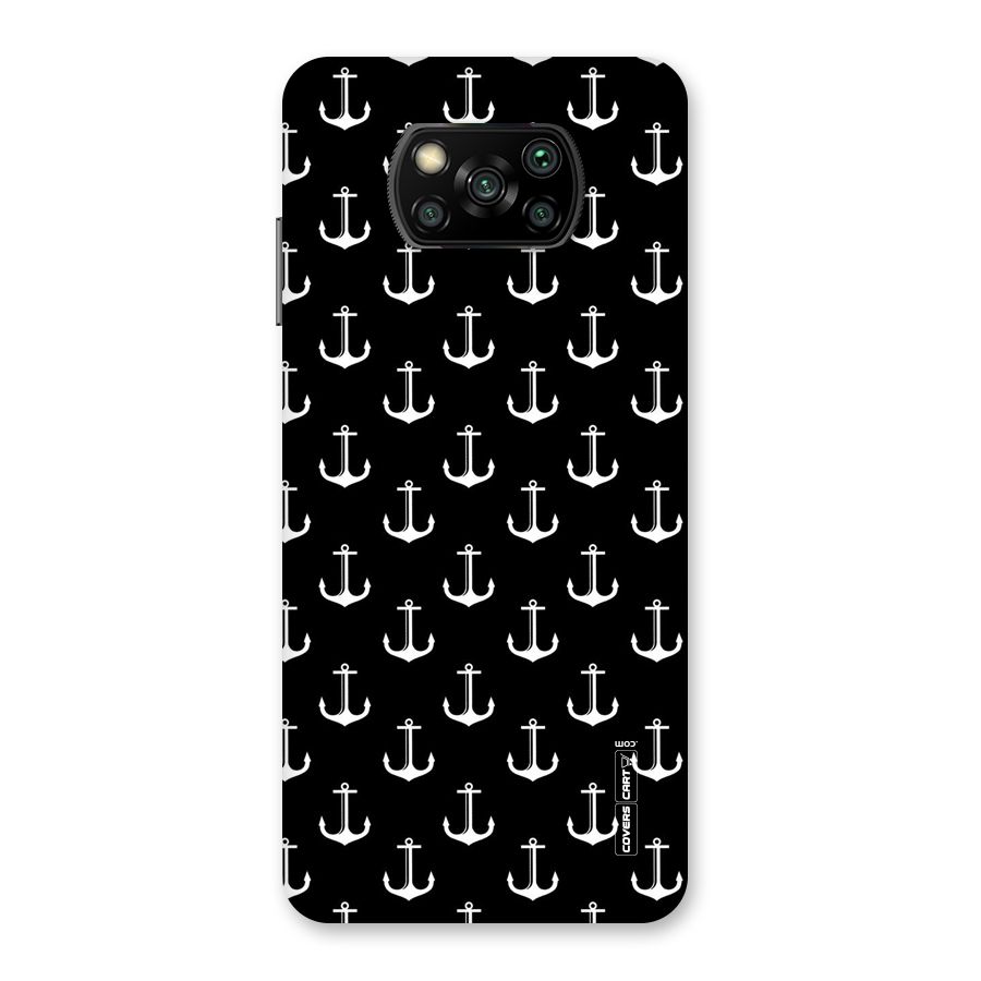 White And Black Anchor Pattern Back Case for Poco X3