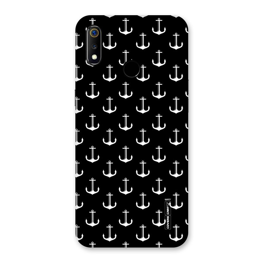 White And Black Anchor Pattern Back Case for Realme 3