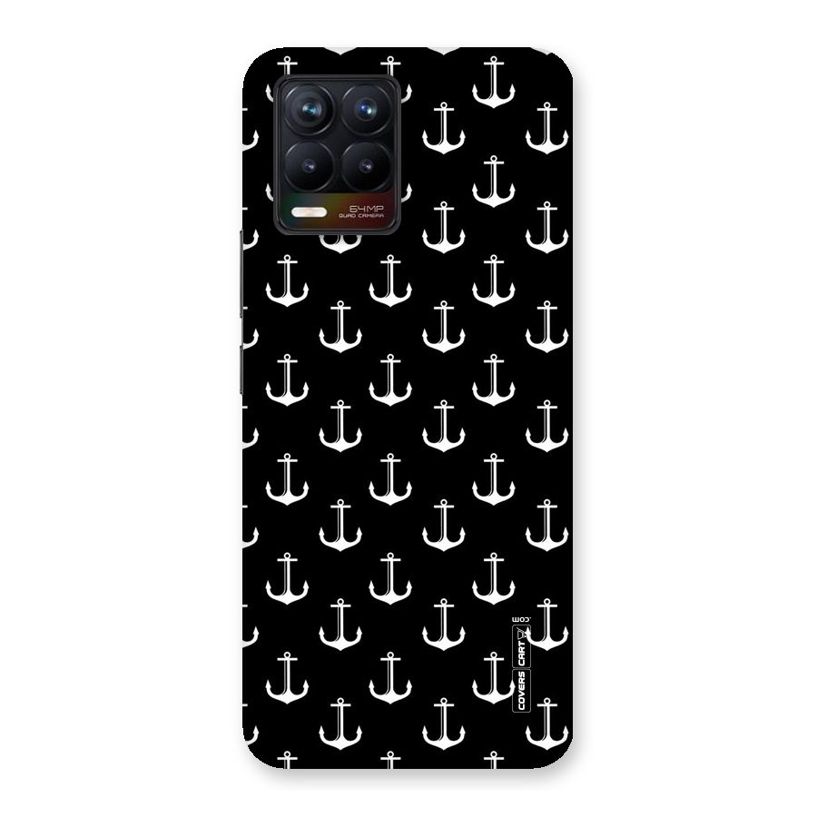 White And Black Anchor Pattern Back Case for Realme 8