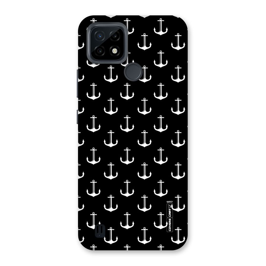 White And Black Anchor Pattern Back Case for Realme C21