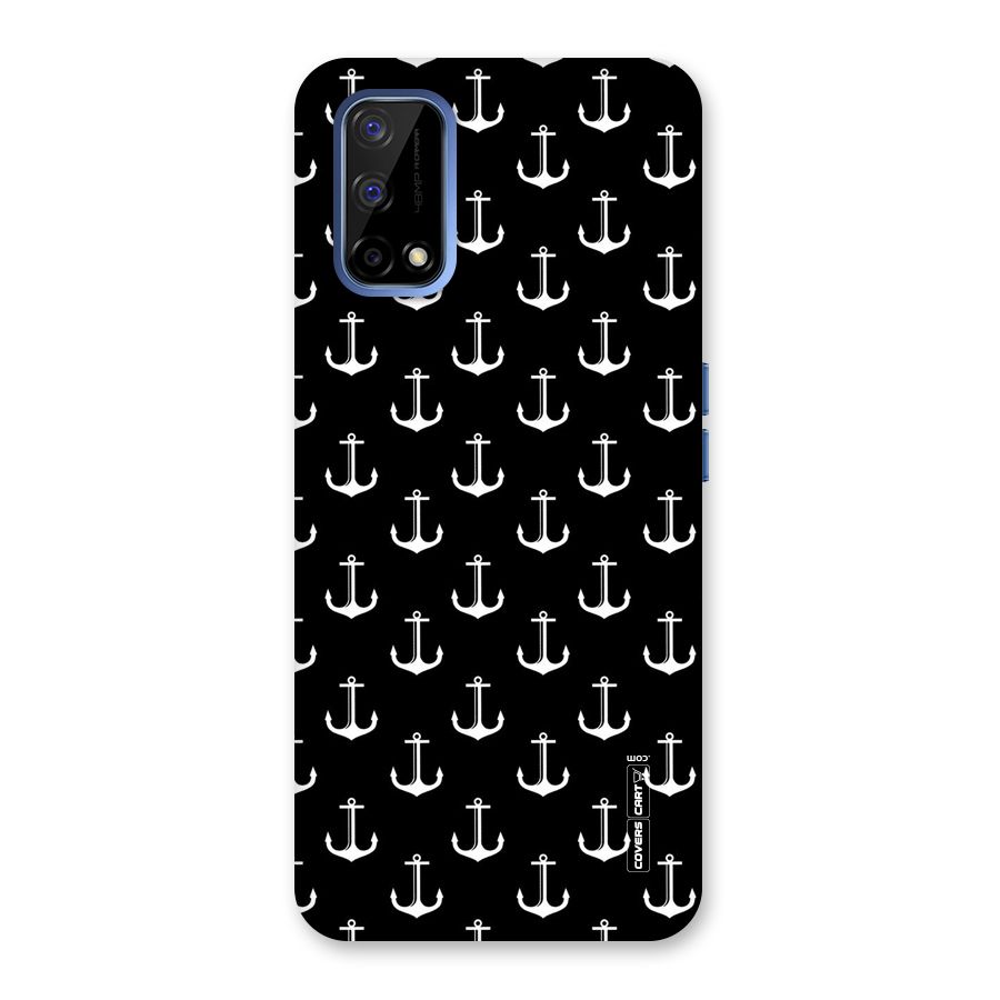 White And Black Anchor Pattern Back Case for Realme Narzo 30 Pro