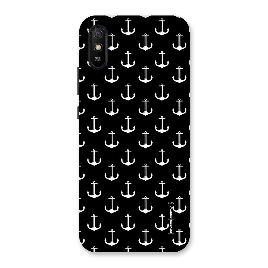 White And Black Anchor Pattern Back Case for Redmi 9A