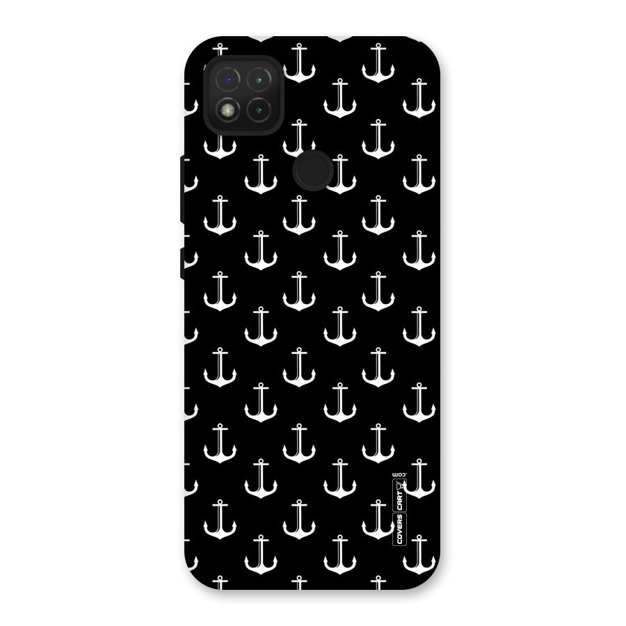 White And Black Anchor Pattern Back Case for Redmi 9C