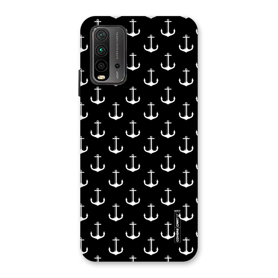 White And Black Anchor Pattern Back Case for Redmi 9 Power