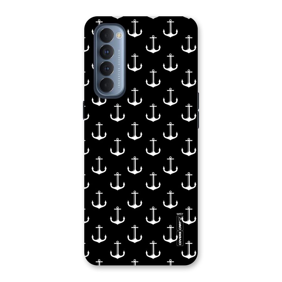 White And Black Anchor Pattern Back Case for Reno4 Pro