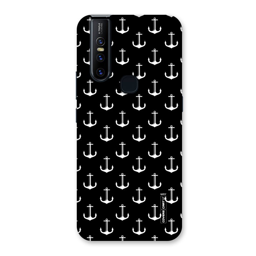 White And Black Anchor Pattern Back Case for Vivo V15