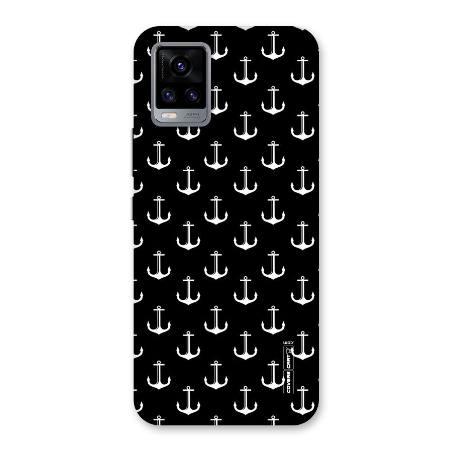White And Black Anchor Pattern Back Case for Vivo V20