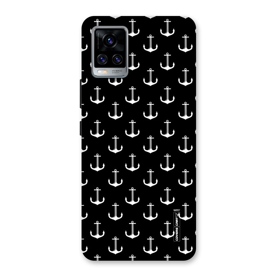 White And Black Anchor Pattern Back Case for Vivo V20 Pro