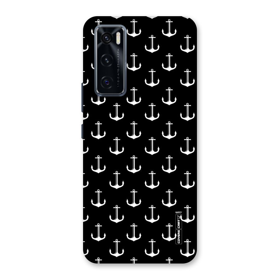 White And Black Anchor Pattern Back Case for Vivo V20 SE