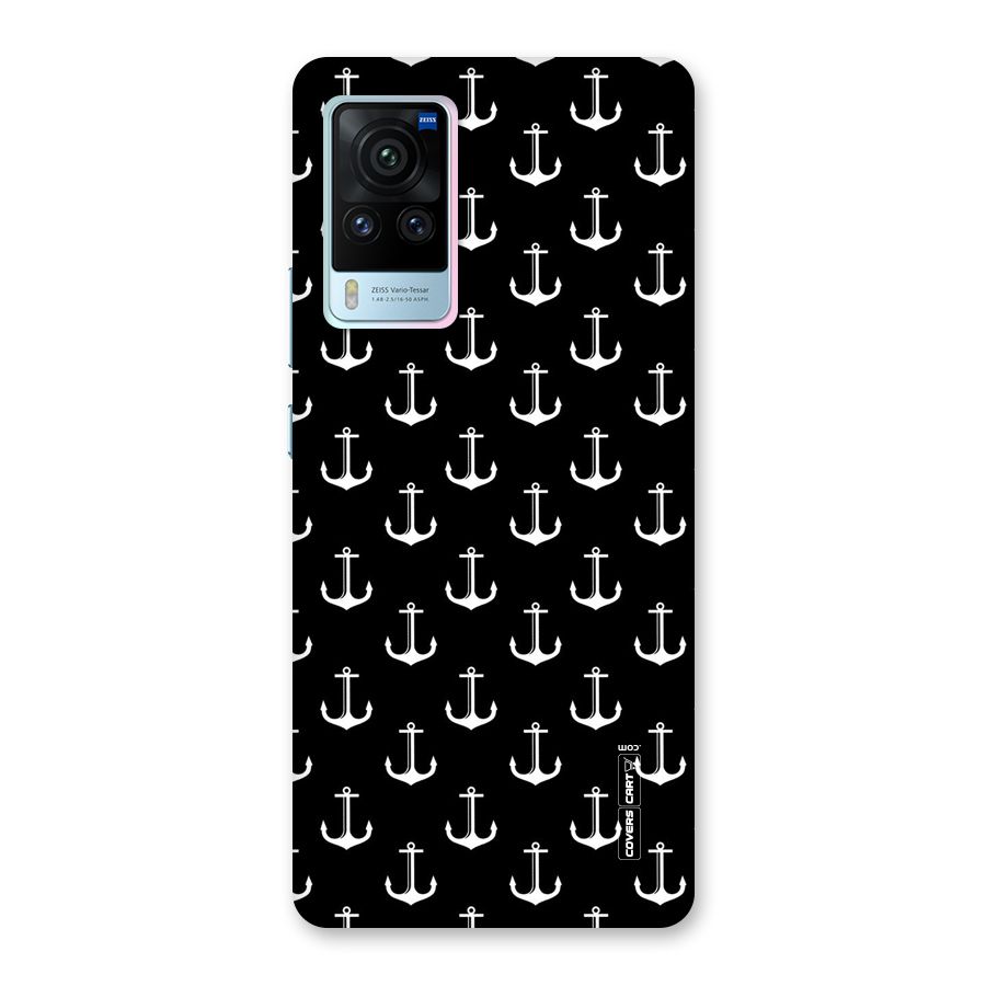 White And Black Anchor Pattern Back Case for Vivo X60 Pro